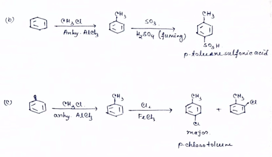 CHU Anky. As SOH p-tolecane sulfonic acid CH CH₃ Cl. an 5 El . & anhy. Allh Felh major. p-chloro toluene