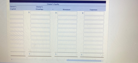Owners Equity Owners Capital Owners Drawings Revenues Expenses $ $