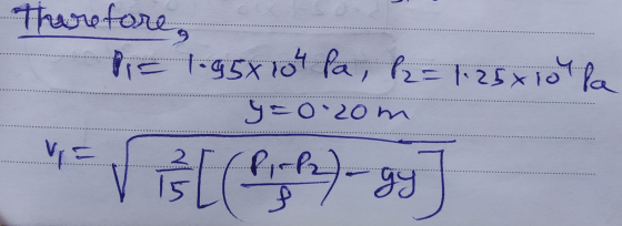 Therefore P= 1.95x10h Pa, P2 = 125xiolla y=0-20m . . . . . ......... . . . . . . . . . . . . . . . .