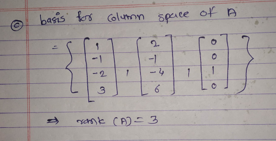 basis for column Column space of C 2 o - 1 -1 -4 - 2 3 L 6 ront CA = 3