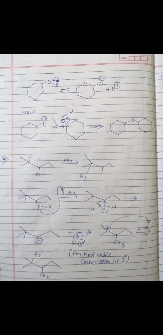 نور 매 P CH2 shist (For Mest stable Carbocation loe3 CH3