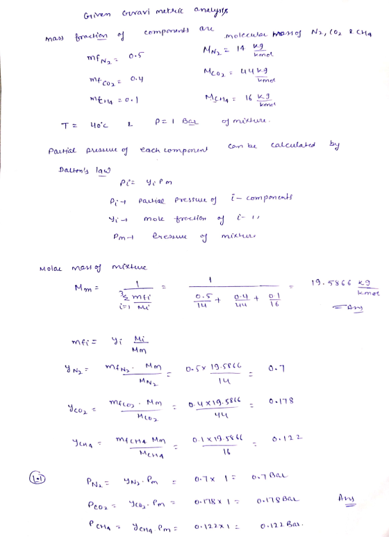 Grinen Gerari metric analysis fraction of Component 2 Cha л molecular mass of N2, 102 Mali 14 19 kmol mf Noa 0.5 Mcor 4419 me