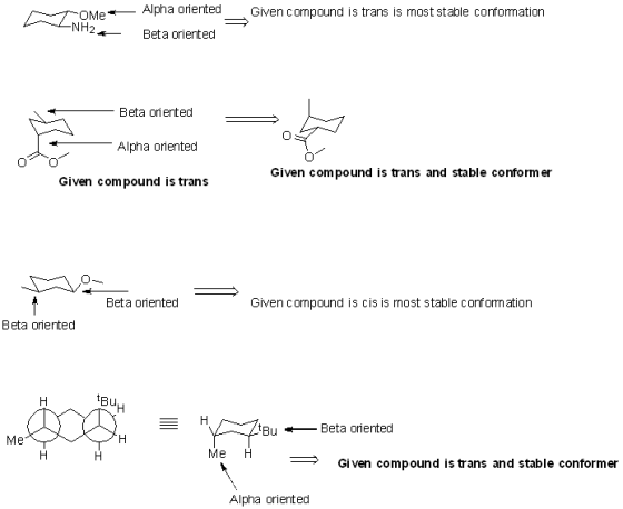 N o Me Alpha onented Given compound is trans is most stable conformation NH24 Beta oriented Beta oriented OL - Alpha oriented