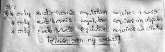 Sols Endothermic regulation requires a sensor Endothermic regulation requires an Integrator & only Endothermic (regulation re