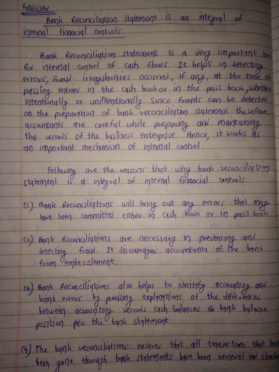 Anwe Bank Reconciliation Statement is internal financial controls 40 integral of Bank Reconciliation statement is a very impo