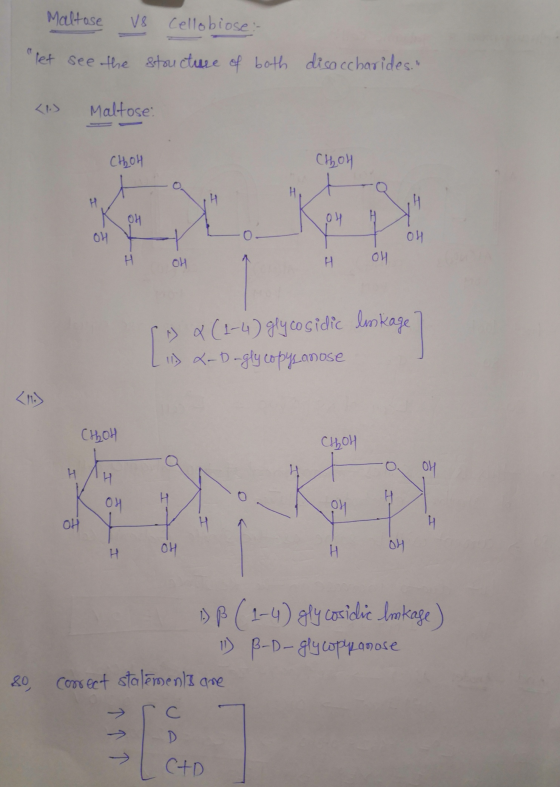 Maltose V8 Cellobiose: let see the structure of both disaccharides. Maltose: CHLOH CHOH H Н OH pu OH Y OH H OH Н 04 a (1-4)