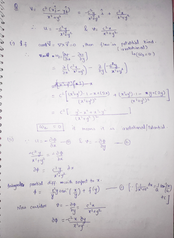 са + с . Na 2 (я- ур 1 - - с* U= х?у? 1+y- 8 9. - хуу- х2 + - curl = 0XT=0 flow is potential kind. (irrotational) au (2 = 0 )