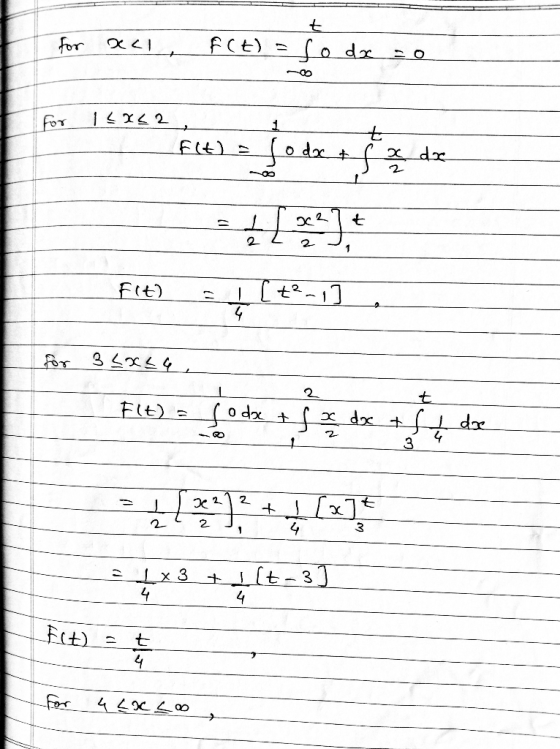 for XL F(t) = foda 30 for 12x42 Ele) e Jode of de f(t) = 4(2-. for 35x24, Fle) e Jotkują, de de = 4x3 + 4 |t-3) Elt) = t for