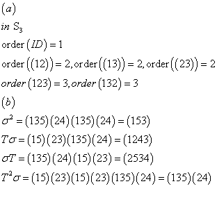 Ca 272 order (ID)-1 order(12))-2,or der (13) 2, order ( (23) 2 order (123)- 3,order (132)-3 (135) (24) (135) (24)-(153) To (1