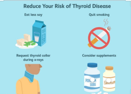 Reduce Your Risk of Thyroid Disease Eat less soy Quit smoking Request thyroid collar during X-rays Consider supplements POTAS