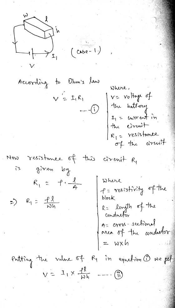 so ما + (ca case-1.) According to Ohms law Where, 으 I, RI --- Va voltage of the batt attery I a enrrent in the cirenit Ri= r