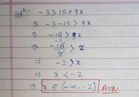 solba -37 15+ 9x » -3-15) ga - 1879 2. → у - 27 x =) x <-2 y la E (400,-2)/Anga