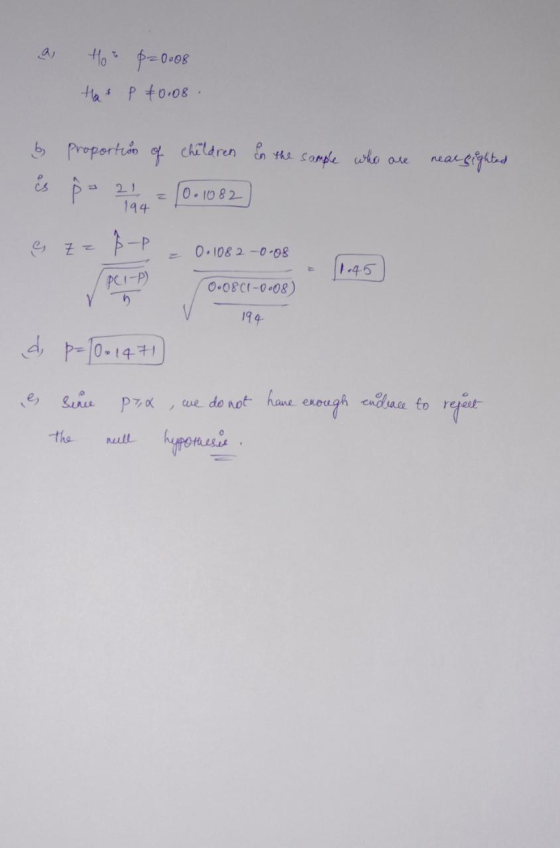 a Hot 820008 that p +0.08. near sighted 6 is proportion of children in the sample who are po 2 = 10.1082) e z= Z BP = 0.1082