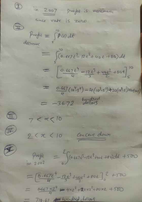 I in 2007 presit is marciman since rate is zero 1o Profit decrease SP (t) at Re²+ 40€ +88) dt Sco.67E-2 [0.667th - 1242 + vaq