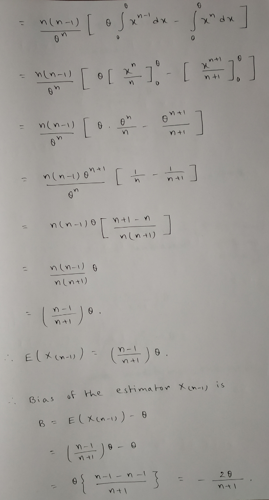 0 n(V)-リ m+1 n(n-1 ) θ mn-I nintl) (M-1) n+ Bias of he estimato