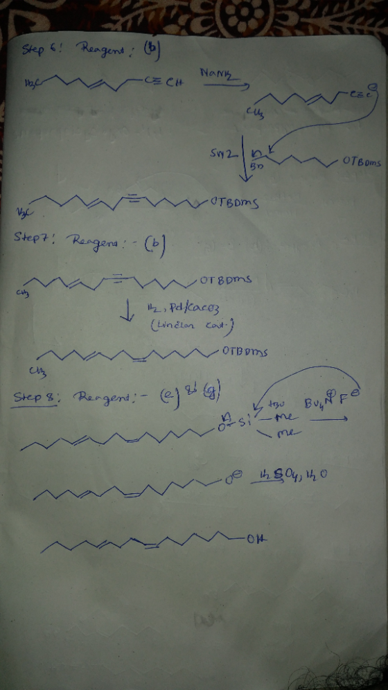 Step 6! Reagent: (b) Bear ECH Nam Nang OTBDMS Step7! Reagens! (b) m cum I o rsoms k, Palacez (Lindion cant- OTBoms Step 8; Re