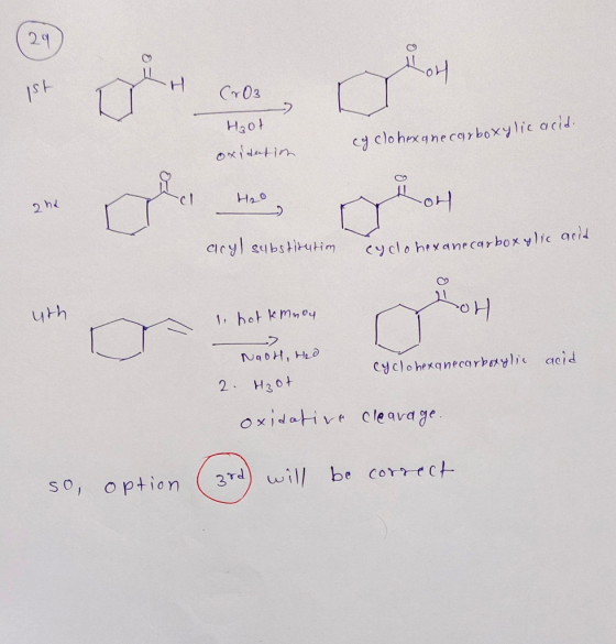 CrO3 Hot oxidation cyclohexanecarboxylic acid. Но о 2he acyl substitution cyclohexanecarboxylic acid uth SoH 1 hot knoy acid