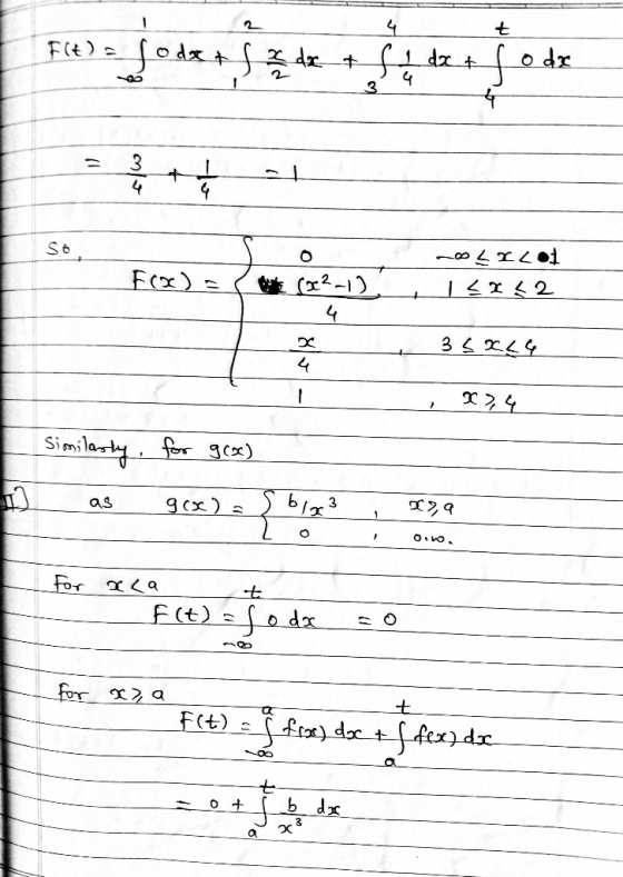 F(t) = lo dx & fa da t f 1 dx + f o da 0 SO -LILO F(x) = (2-1) 1 LIL2 080 4 3s RLG x 3, 4 Similasty, for gx) as g(x ) = 12,9