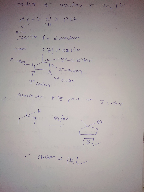 order of reactivity of Bra lan 30 CH> 207 1CH с Н more reactive for Brominala gues Chal 1o carrbon 2° carboni a Borclarban 2°