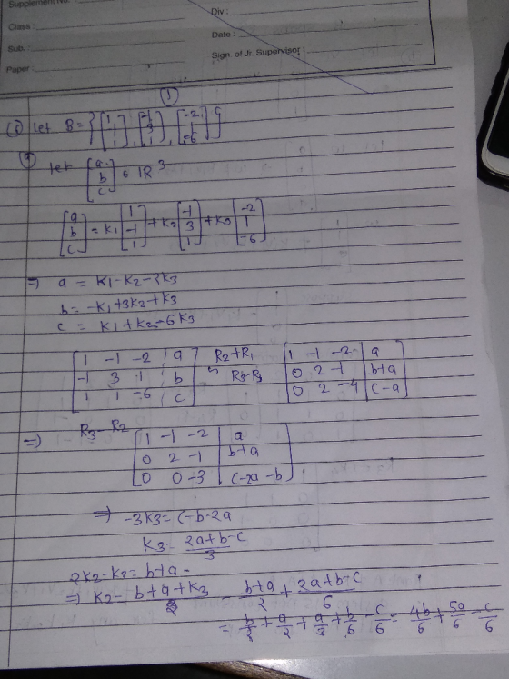 Class Sub. Paper Date: Sign of Jr. Suparvisor C. 2Ca