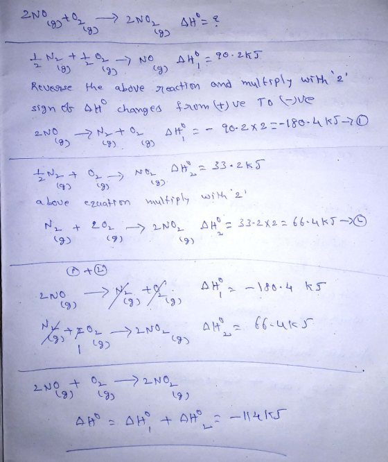 ZNO (g) to 200 AH = ? Ir tt – NO AH090.265 DH = 90. ? 193 199 cg) Reverse the above reaction and multiply with 2 sign of at