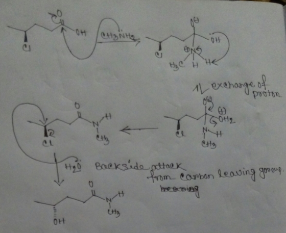 [CH3NH2 OH I CONS нас не 1 exchange of proton . Othe CH Ho Backside attack from carbon leaving goooup. be BoiB -N OH