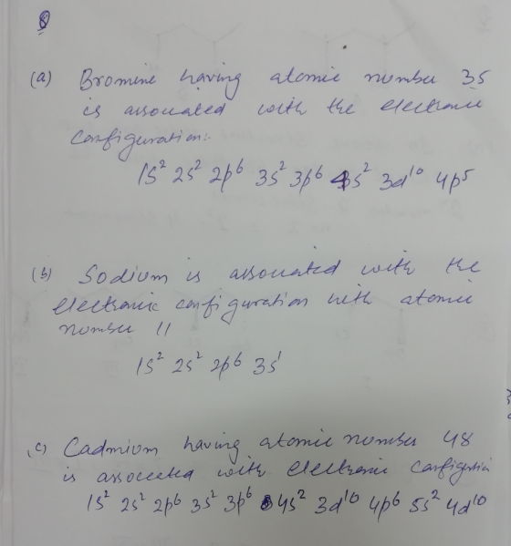 (a) Bromine es asouated having alemie nunbu 35 Loite the eeceince Candgaration Is 2s 2p6 35 316 45 4pr asounted wwts numbu IS