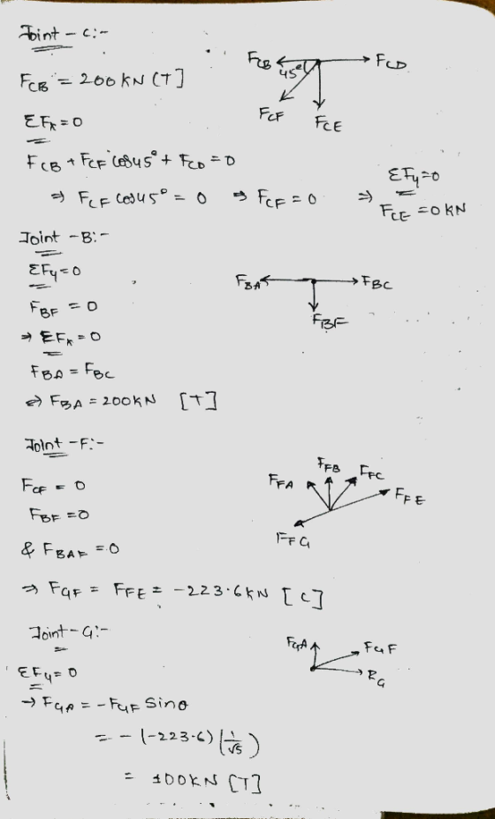 Fus Toint - cir Fuqe Fers = 200 kN (T EFX=O ... FIF FCE FCB + FCF cosusº + Fo=D * FLF Cosu5° = 0 aff=0 > EFy=0 FLE=0 KN Joi