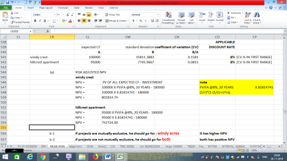 STATS -Microsoft Excel (Product Activation Failed) Review File Home Insert Page Layout Formulas Data View Add-Ins E AutoSum -