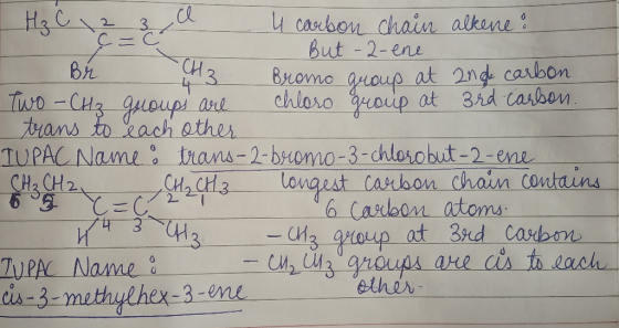 4 cabon chain alkene But -2-ene H3C 2 3 Bromo Yeouup chloro roup at 3hd casbon at 2nde carbon 4 Tuo -CHz guoup al Arans to ac