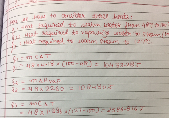 Here w Heat reguneol to udawn Steam to 127℃ = 니 8 X 1.996 x 27-10℃): Q586-816 굽