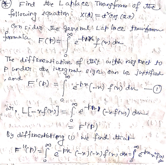 he Latlace Tiaa-gaforat of tte folloing qattanixa)= cf_ c) Corn sdartte gene hal Lap la ce Fheuform Tn (2 ThediffenenHoton af