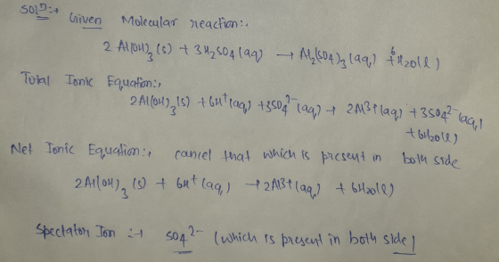 50% - Criven Molecular reaction. 2 Allbu), (s) + 342804109) + Aly504)laq,€ 42011) Total Tonic Equation, 2A1(04), (s) + but r