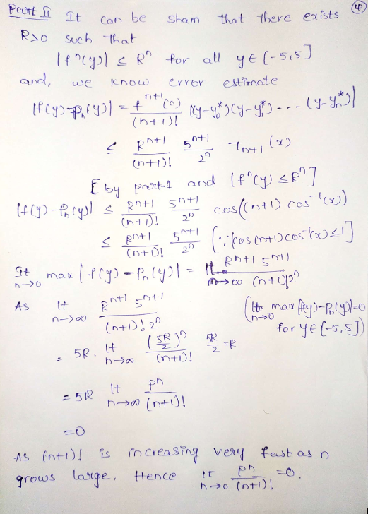 Pourt in It LP can be sham that there exists Rso such that If ncgols R for all and, Know error estimate If cy) p24 (n+)! Y€ (