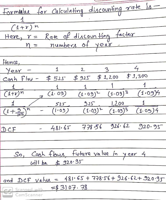 . Foxmelae for Calculating discounting rate is (1+r)n Here, r= Rate of discounting factor n = numbers of lear Hence, Year - C