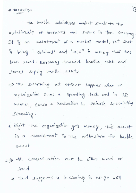 # Answers He lonable subsidizes market speaks to the relationship of borrowers and savers in the economy. It is an assortment