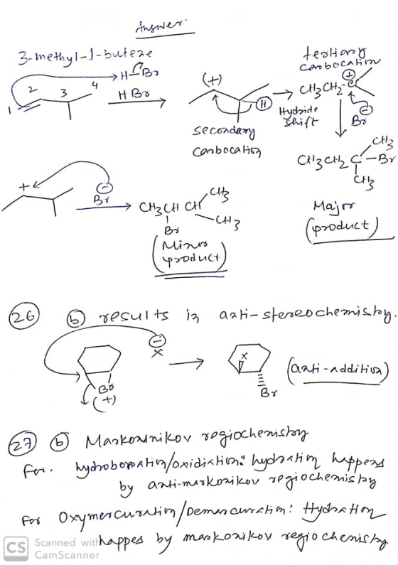 teoliary 3-methyl-1-butere Corobocatim HEB. H Bo 1 CH₂ CH - Hydside Shift secondary carbocalog C12 Ctzct₂ ¢-Br CH₂CH ar CH3 M