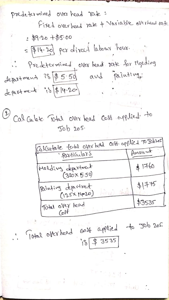 predetermined Oller head rate : fixed over head rate + Variable overhead rate . : $9.20 +$5.00 =1$14.20 per direct labour hou