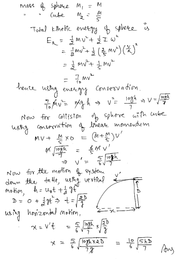 E Ell mass of sphere M, = M Cube Ma = Total Kinetic energy of sphere is Ex = £mu²+ £ I w² amute mu) (Ž)* = 2 mut & mu? .