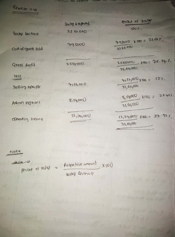 well as the Expreise 2.4) Sales & Piparjes. 33 60 000 Percent of salg (0oy. sales hou hue 79 sooo 795000 x 100 = 23.667 33 60