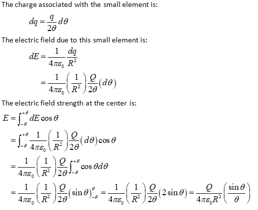 dg 9.de 20 E = d. The charge associated with the small element is: The electric field due to this small element is: 1 da dE (