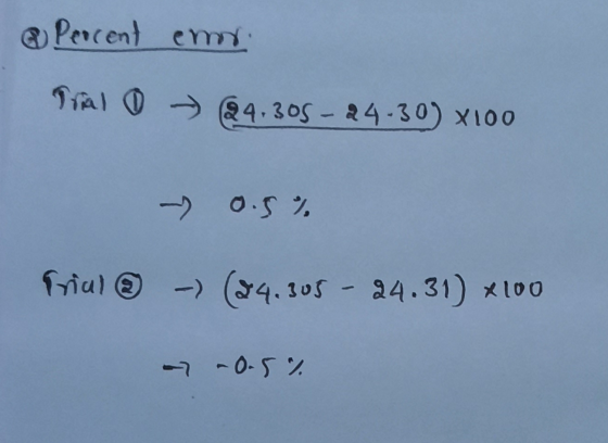 & Percent emr Tral (24.305-24-30) x 100 0.5% Trial - (24.305 - 24.31 x 100 -0.5%