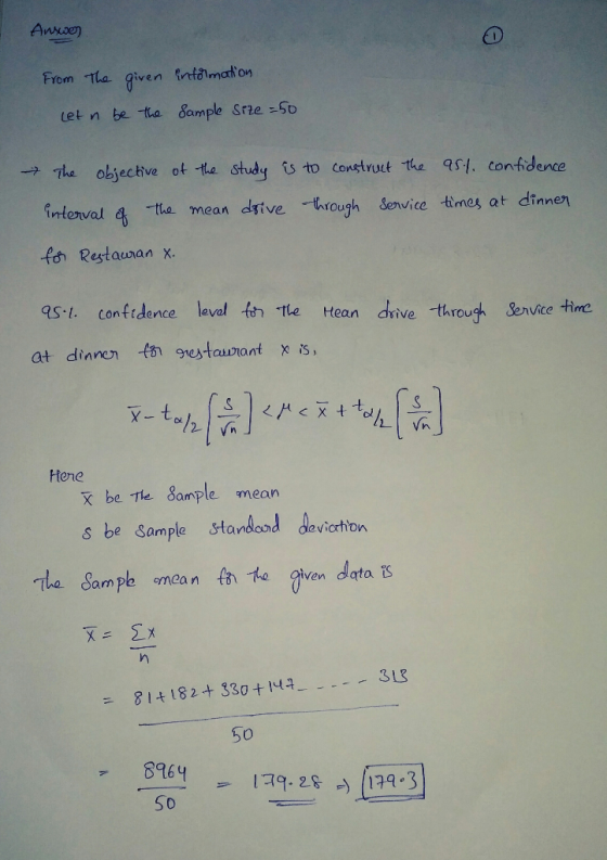From Tha given ftalmaton Let n be ta Sample Srte -So Te objechve ot tla shudy is to construut the as1. contdece nterval 4 t m