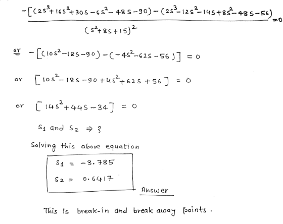 3 3 2. 2. oY 2. S1 and S23 Solvina his albove equation S4 - -3. 785 Ans ω er This s break-ín and break auwax points