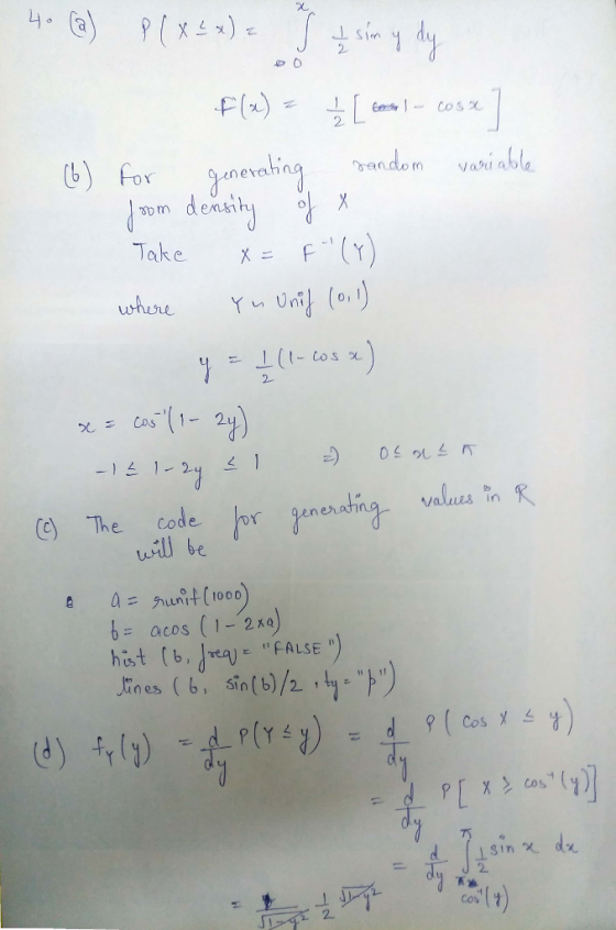 Cos randem vabi able inere dels C) The code lor eneatinaal a a hunt (1000 bacos (1-2xa) sin dx Cos 2.