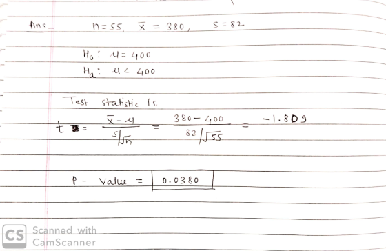 CamScanner Scanned with Valu = | 0.03 80 ___- 5523 007 - 0887- 608 - |- is statistic Test 007 77 : ।। 0 0 17 = h ; H 78 = 5 0
