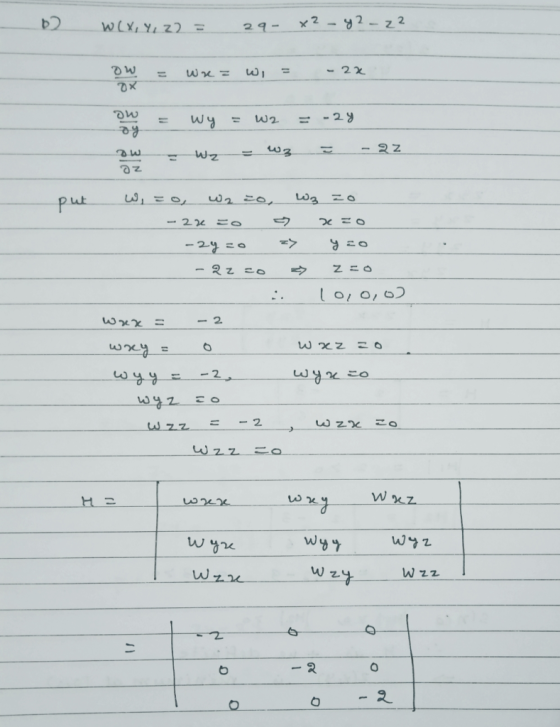 w tx, y, z2 = 24 - x2 - 2 - 2 2 Tw х = W x = 0, 2 - 2x оw = wy = w2 = - 29 2 - 2 2 аш Wz = put W,zo, wazo, Wzzo - 2x =о е x =