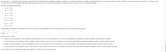 Irn a sample of 171 students at an Australian university Lidl introduced the use of plagiarism-detection suftware i a number