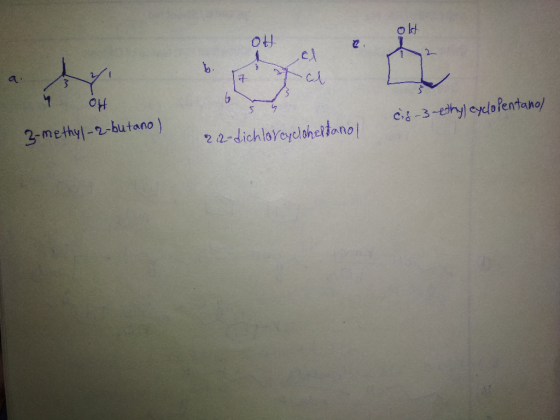 OH 17 Ho 5 L cis-3-ethy) eyclopentano 3-methyl-2-butano) 2:2-dichloveycloheptanol
