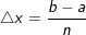 \small \triangle x = \frac{b-a}{n}